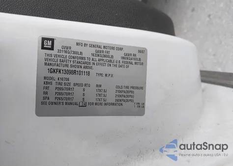 2008 GMC Yukon Sle из США, поврежденный, VIN 1GKFK13098R101118